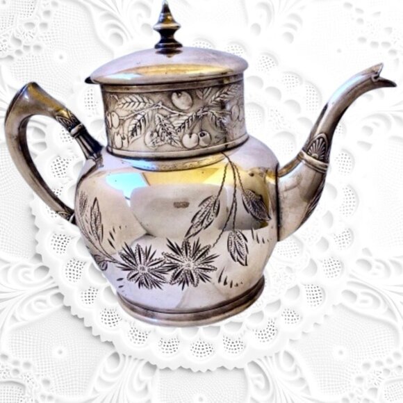 Antique C Rogers & Bros Tea Coffee Set Sugar & Creamer 4 Pieces Silverplate - Picture 13 of 16